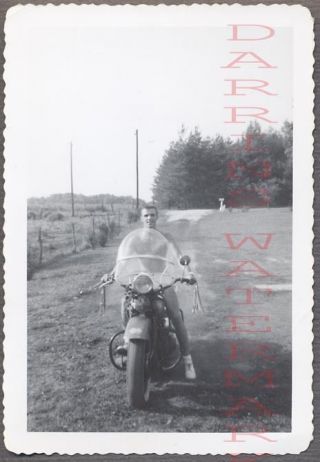 Vintage Photo Man W/ Harley Davidson Motorcycle 703496