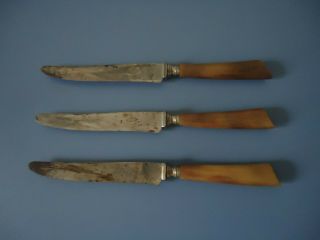 Set Of 3 Rare Antique Licot A Namur France Table Knife