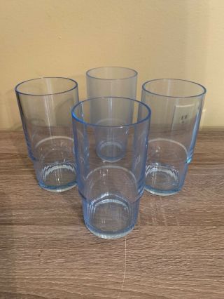 Set Of 4 Vintage Acrylic Tupperware Tumblers Glasses Ice Blue