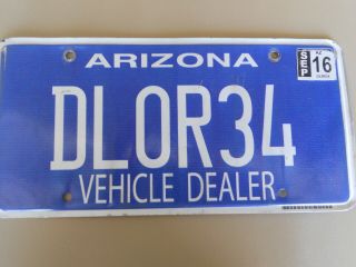 Usa Expired License Plate - Arizona " Dl0r34 " Dealer Tag