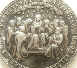 Holy Mary With The Apostles & Saint Francis Sales - Antique Medal Signed L Penin