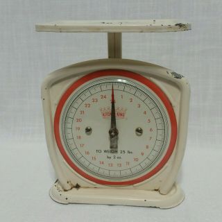 Kitchen King Vintage Food Scale Red Ivory Rustic Chippy Shabby Western Germany 2