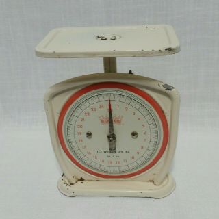 Kitchen King Vintage Food Scale Red Ivory Rustic Chippy Shabby Western Germany 3