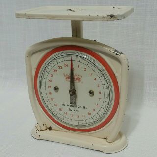 Kitchen King Vintage Food Scale Red Ivory Rustic Chippy Shabby Western Germany 4
