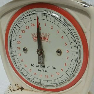 Kitchen King Vintage Food Scale Red Ivory Rustic Chippy Shabby Western Germany 5