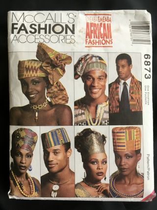Mccalls 6873 Emeaba African Fashions Head Wraps Hats Scarves Pattern Cut Rare
