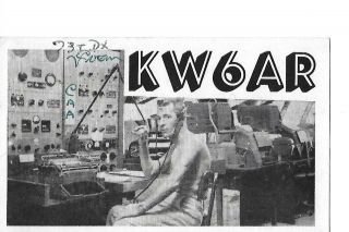 1951 Kw6ar Wake Island Station Photo Qsl Radio Card.  Wake Island Cancell
