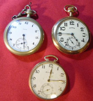 Pocket Watches,  15 J.  Elgin,  17 J.  Illinois And Bulova.  Not.