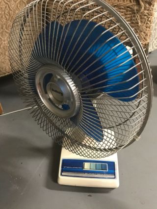 Vintage Galaxy Fan 1540 12 - Inch Oscillating 3 - Speed W/ Transparent Blue Blade