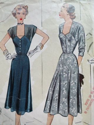 Mccall 8480 Vintage 1951 Sewing Dress Pattern Size 18 Bust 36 50s 1950s Mccall 