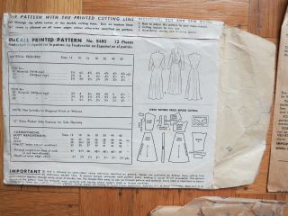 McCall 8480 Vintage 1951 sewing dress pattern size 18 Bust 36 50s 1950s McCall ' s 4