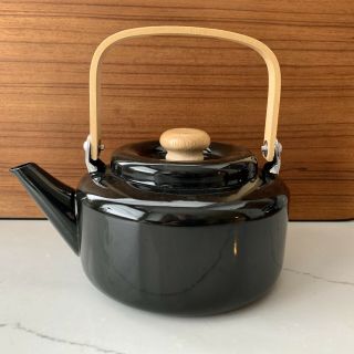 Vintage Black Enamel Copco - Style Tea Kettle Pot