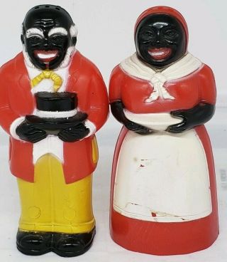 3.  5 " Vintage Black Mammy And Poppy Salt & Pepper Shakers F&f Mold Die Ohio