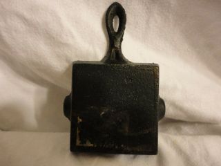 Vintage Cast Iron Small Square Skillet Ash Tray Old Style Baseball Player Relief 2