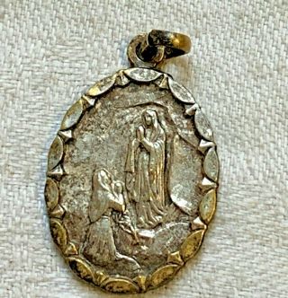 Sterling Silver Our Lady Of Lourdes Medal Pray For Us Pendant Charm Madonna