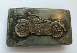 Vintage Harley Davidson Belt Buckle Brass Motorcycle Nickel Silver Stamped Recta