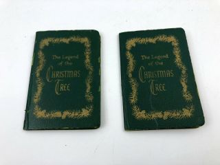 2 Vintage Legend Of The Christmas Tree Gibson Greeting Cards Tiny Miniature Book