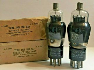 Vintage Pair Nos Sylvania Jan Chs 6a7 Type Vacuum Radio Tubes Usa 1943