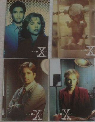 The X - Files Series 1 Trading Cards Topps Finest Chromium 1995 Full Set Of 4