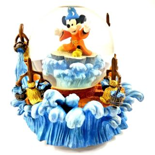 Disney Mickey Mouse Musical Snow Globe Fantasia The Sorcerer 