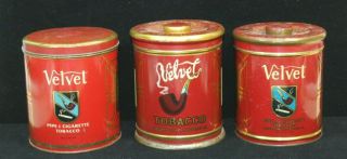 Empty Vintage Velvet Tobacco Tin X 3 Different