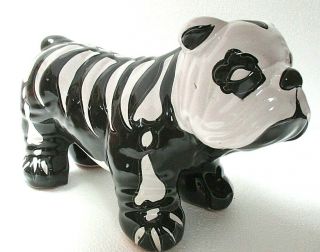 Mexican Folk Art Talavera Pottery Ceramic Bulldog Skeleton Day Of Dead 10 " Dog