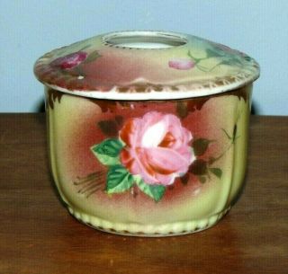 Antique Royal Kinran Nippon Hand Painted Roses Porcelain Hair Receiver