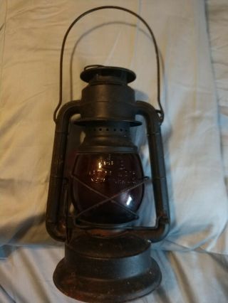 Antique Dietz Little Wizard Railroad Lantern - Red Globe