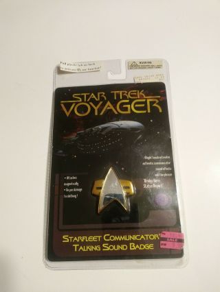 Star Trek Voyager Starfleet Communicator Talking Sound Badge - Nib