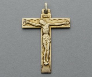 Jesus Christ,  Cross,  Crucifix.  Antique Religious Pendant.  French Medal.