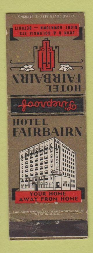 Matchbook Cover - Hotel Fairbairn Detroit Mi