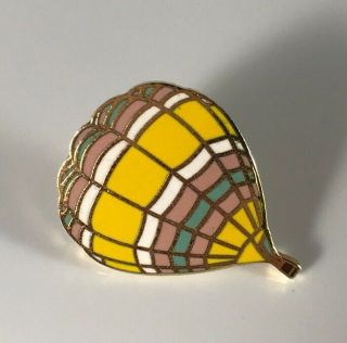 Cute Vintage Yellow White Pink Turquoise Striped Hot Air Balloon Lapel Pin