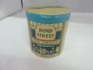 Vintage Advertising Bond Street Round Tobacco Cardboard Canister Tin M - 355