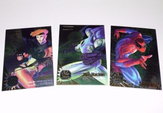 1995 Flair Marvel Annual Duoblast Complete Set 1 - 3 Trading Cards - Near