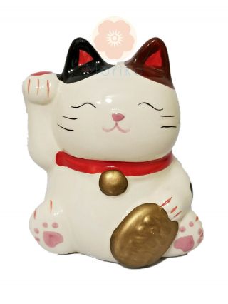 Lucky Cat Maneki - Neko Right Hand Raised White Color Good Luck Beckoning Cat