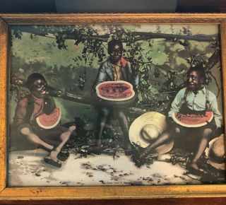 Vintage Antique Black Americana Picture Framed Gold Leaf " A Good Time In Georgia "