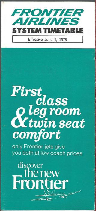 Frontier Airlines System Timetable 6/1/75 [7125]