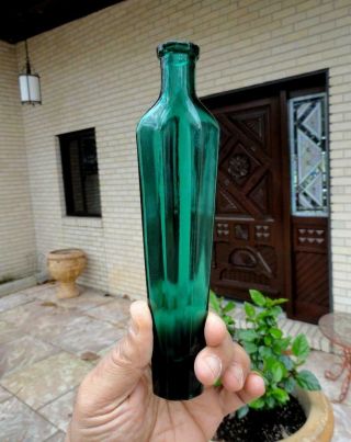 Tall Early Blown Emerald Green Perfume Bottle C.  L.  G.  Co.  Late 1800’s