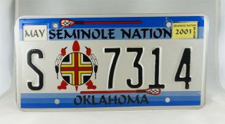 2001 Oklahoma Seminole Nation License Plate -