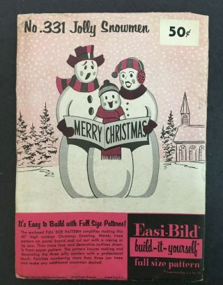 Vintage Easy - Bild Pattern Wood Jolly Snowman Christmas Decor Craft Mid Cent Mod
