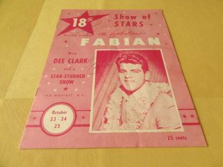 Fabian - 18th Show Of Stars Concert Program Hawaii Hawaiian 1959 Signed