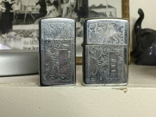 2 Vintage Zippo Lighters,  Both Engraved