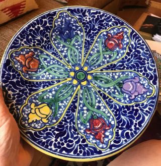 Casa Rugerio Plate Hand Painted Talavera Puebla Mexico 10 5/8 In.  Pottery Vtg