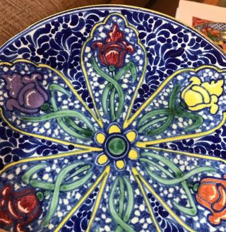 Casa Rugerio Plate Hand Painted Talavera Puebla Mexico 10 5/8 In.  Pottery Vtg 2
