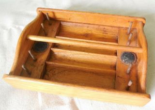Vintage Oak Wood Sewing Supply Drawer Organizer Spools Bobbins