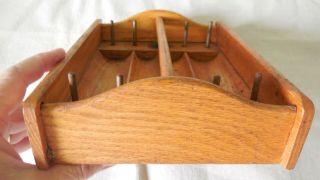 Vintage Oak Wood Sewing Supply Drawer Organizer spools bobbins 3