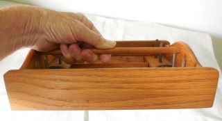 Vintage Oak Wood Sewing Supply Drawer Organizer spools bobbins 4