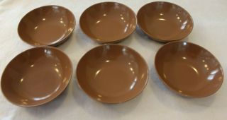 Vintage Texas Ware Melmac Melamine 5 1/2 " Bowls Set Of 6 Light Brown Dessert Mcm