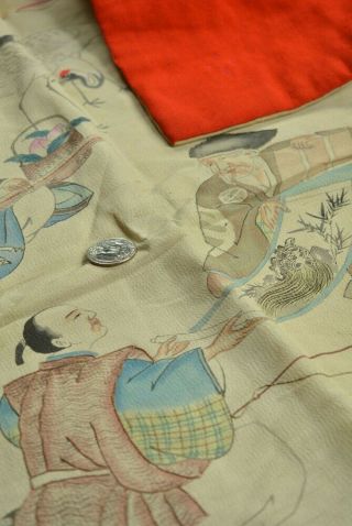 ZR56/165 Vintage Japanese Fabric Silk Antique Boro FUKUSA Handwriting 22 