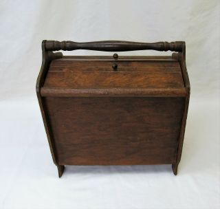 Antique Sewing Chest Vintage Box Craft Storage Wood Knitting Basket Flip Lids